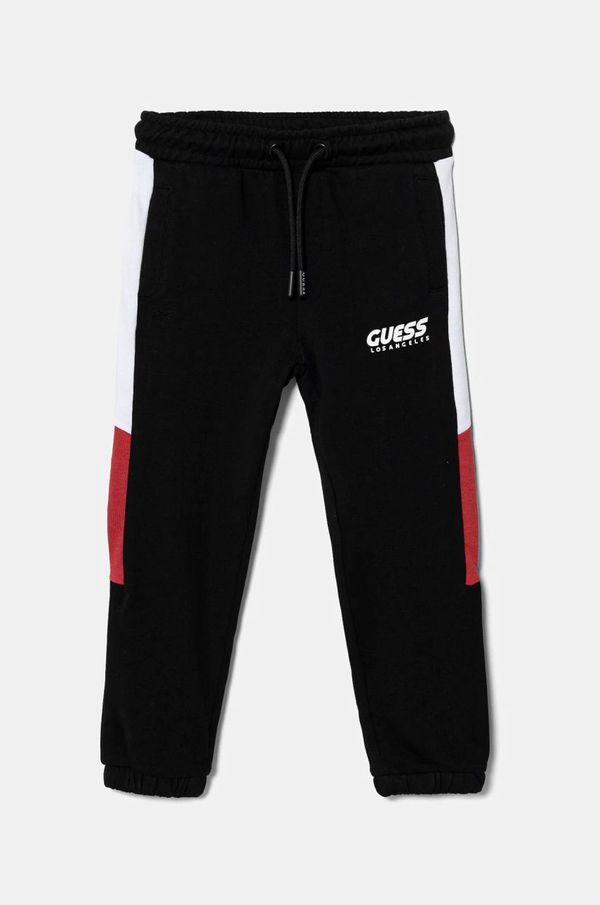 Guess Dječji pamučni donji dio trenirke Guess boja: crna, s tiskom, N5RQ11 KA6R4