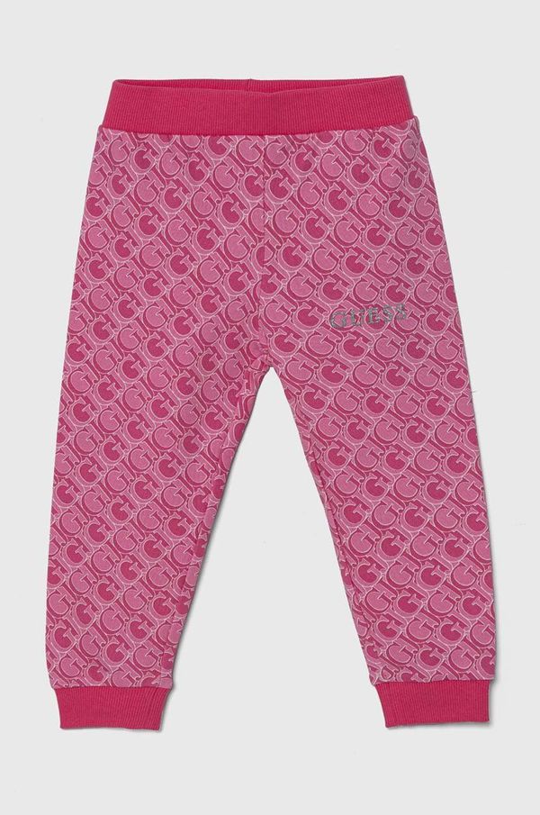 Guess Dječji pamučni donji dio trenirke Guess boja: ružičasta, s uzorkom, K4YQ11 KA6R4