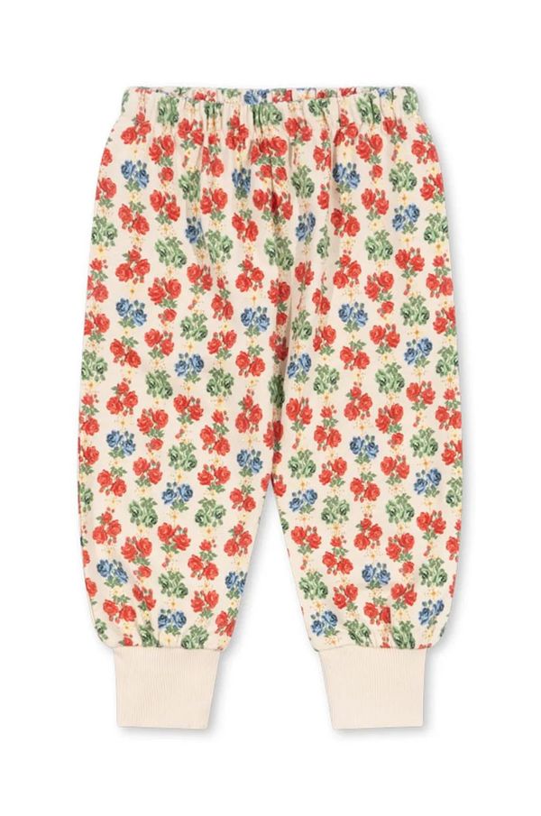Konges Sløjd Dječji pamučni donji dio trenirke Konges Sløjd LOUPY LOU SWEAT PANTS GOTS boja: bež, s uzorkom, KS102027