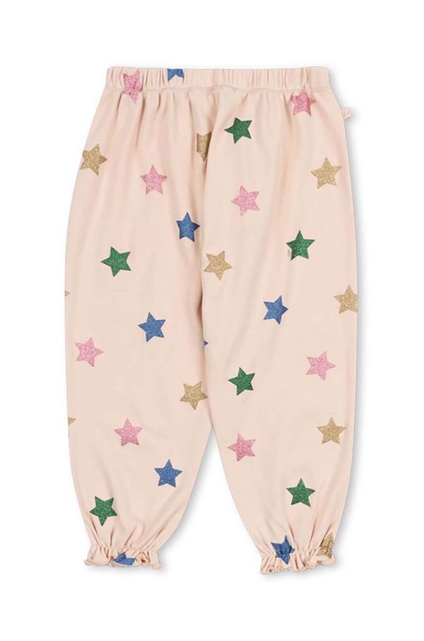 Konges Sløjd Dječji pamučni donji dio trenirke Konges Sløjd MALLI GLITTER PANTS GOTS boja: bež, s uzorkom, KS101595