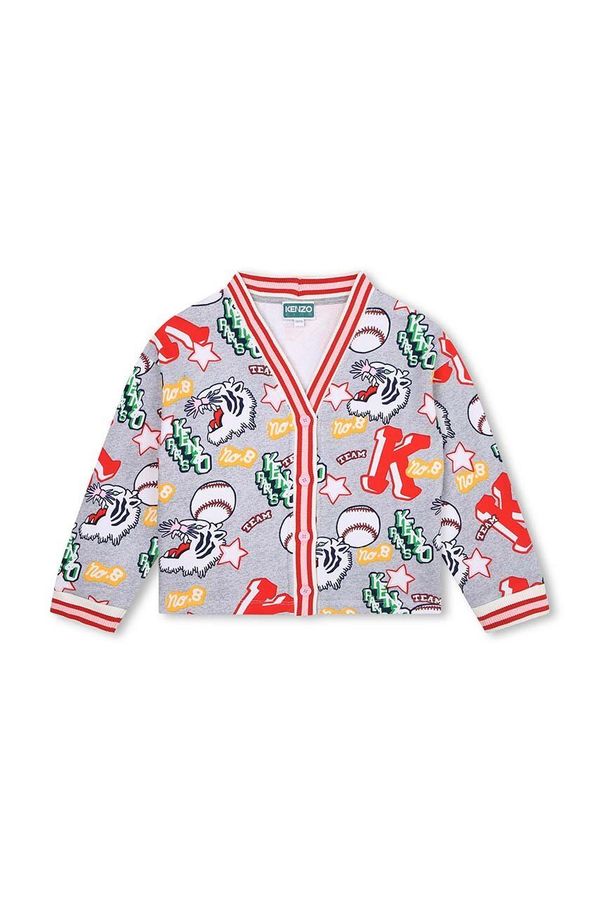 Kenzo kids Dječji pamučni kardigan Kenzo Kids boja: siva