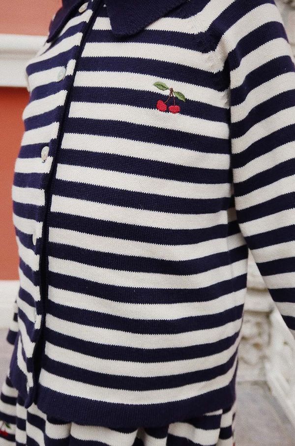 Konges Sløjd Dječji pamučni kardigan Konges Sløjd VENTON KNIT CARDIGAN GOTS boja: tamno plava, KS101722