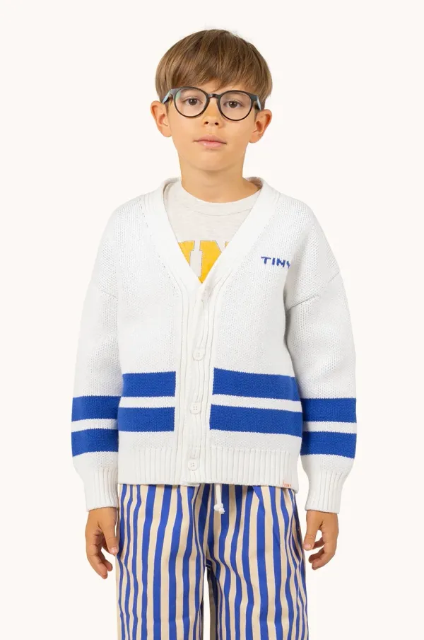 Tinycottons Dječji pamučni kardigan Tinycottons STRIPES CARDIGAN boja: bež, SS25-334