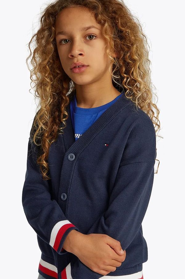 Tommy Hilfiger Dječji pamučni kardigan Tommy Hilfiger boja: tamno plava, KB0KB08891