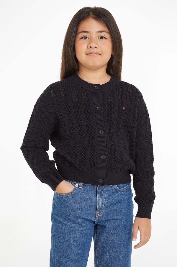Tommy Hilfiger Dječji pamučni kardigan Tommy Hilfiger boja: tamno plava, lagani, KG0KG08076