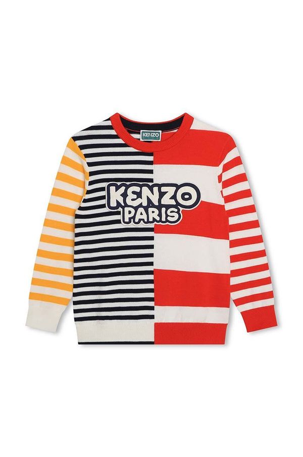 Kenzo kids Dječji pamučni pulover Kenzo Kids boja: crvena, lagani