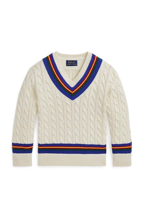 Polo Ralph Lauren Dječji pamučni pulover Polo Ralph Lauren boja: bež, 322951447001