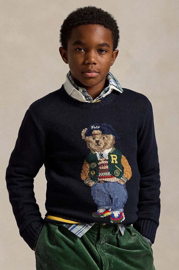 Polo Ralph Lauren Dječji pamučni pulover Polo Ralph Lauren boja: tamno plava, 323951154001