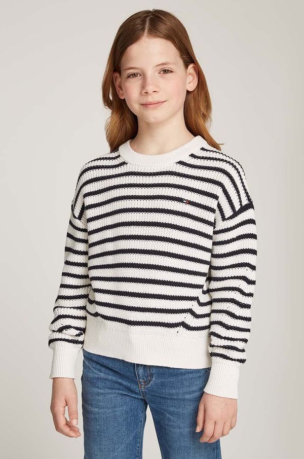 Tommy Hilfiger Dječji pamučni pulover Tommy Hilfiger boja: bež, KG0KG08504