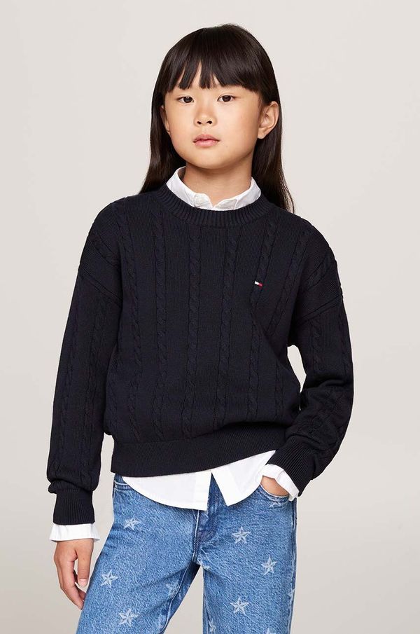 Tommy Hilfiger Dječji pamučni pulover Tommy Hilfiger boja: tamno plava, KG0KG08547