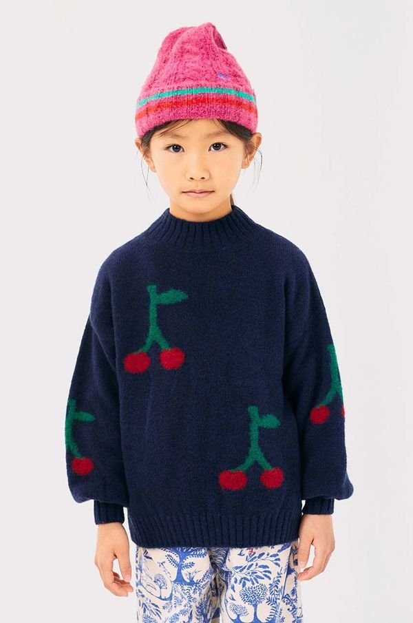 Bobo Choses Dječji pulover s postotkom vune Bobo Choses Cherry boja: tamno plava, 224AC119