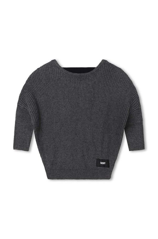 DKNY Dječji pulover s postotkom vune Dkny boja: siva, lagani