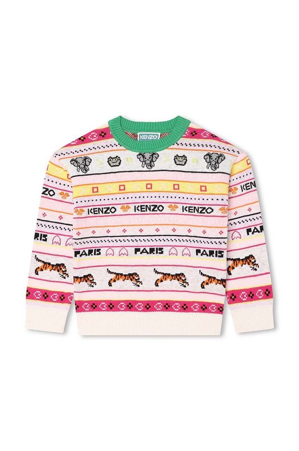 Kenzo kids Dječji pulover s postotkom vune Kenzo Kids boja: bež