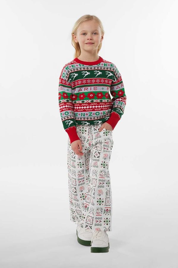 Kenzo kids Dječji pulover s postotkom vune Kenzo Kids boja: crvena