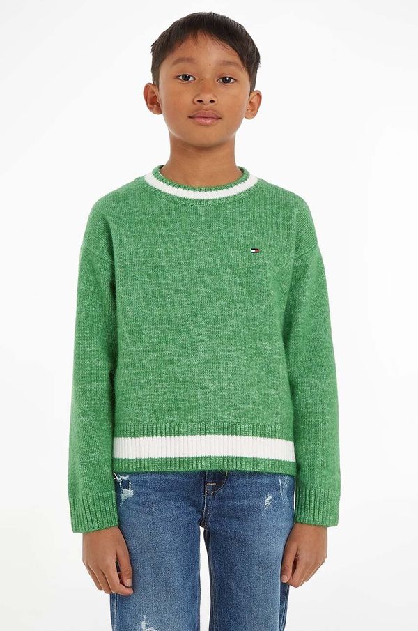 Tommy Hilfiger Dječji pulover s postotkom vune Tommy Hilfiger boja: zelena, topli