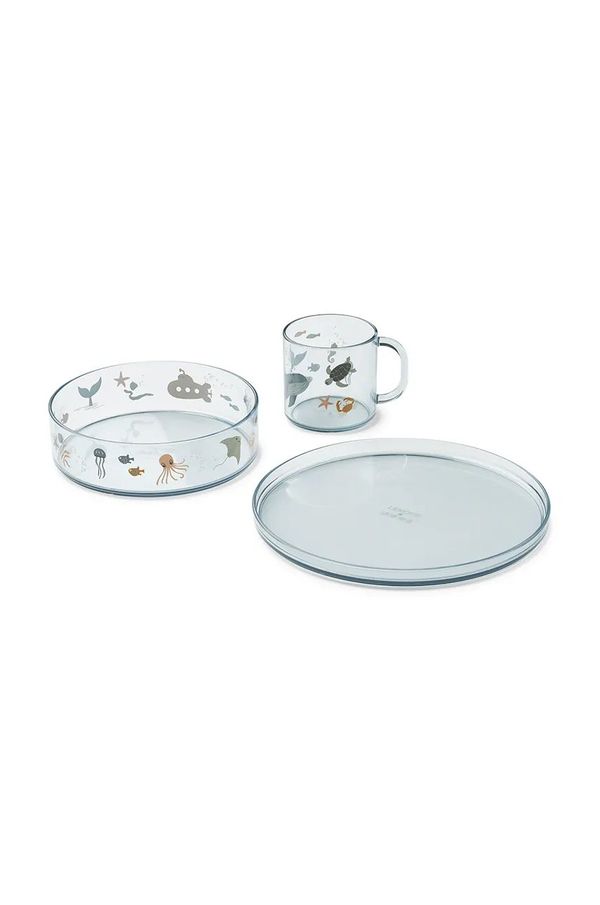Liewood Dječji set posuđa Liewood Siva Printed Tritan Tableware Set LW19969