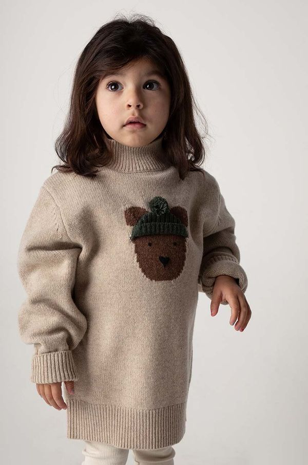 Donsje Dječji vuneni pulover Donsje Denn Merino Wool Sweater Bear boja: bež, 4083501