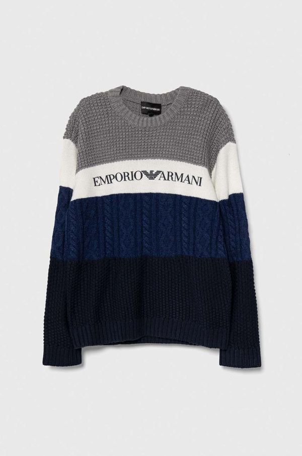 Emporio Armani Dječji vuneni pulover Emporio Armani boja: siva