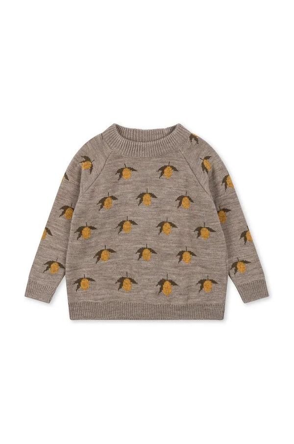 Konges Sløjd Dječji vuneni pulover Konges Sløjd BELOU LEMON KNIT BLOUSE boja: siva, KS101427