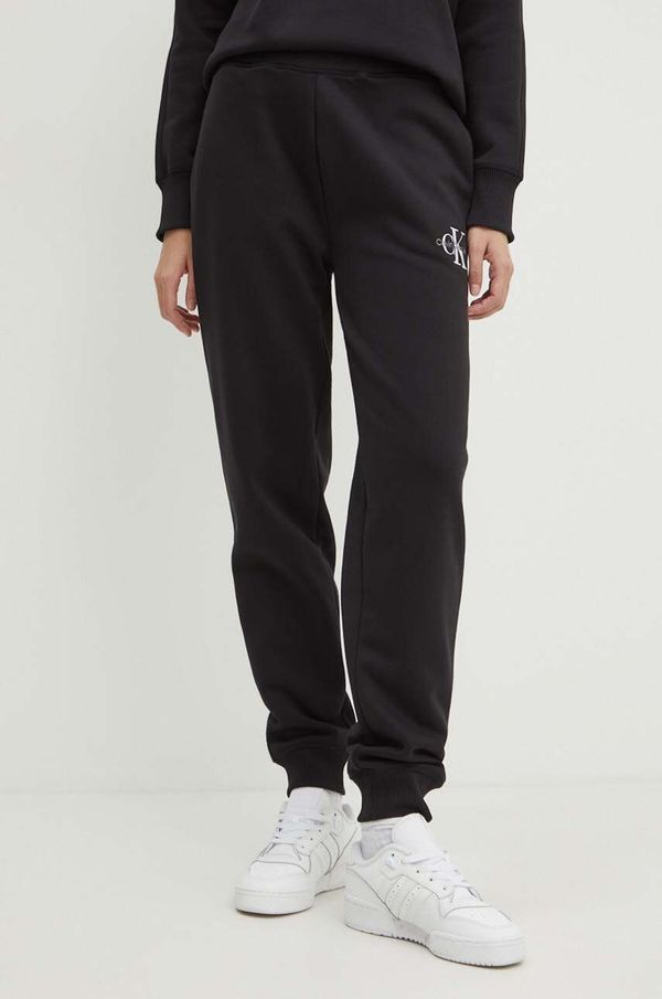Calvin Klein Jeans Donji dio trenirke Calvin Klein Jeans boja: crna, s aplikacijom, J20J223590