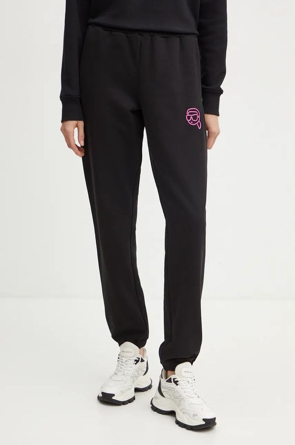 Karl Lagerfeld Donji dio trenirke Karl Lagerfeld boja: crna, s aplikacijom, 246W1012