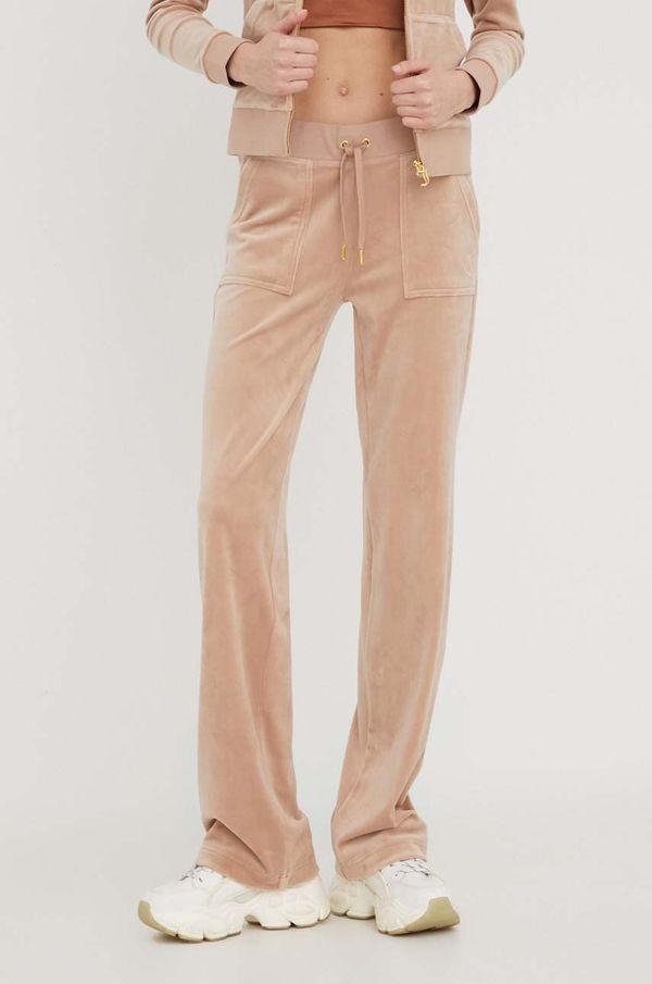 Juicy Couture Donji dio trenirke od velura Juicy Couture boja: bež, bez uzorka