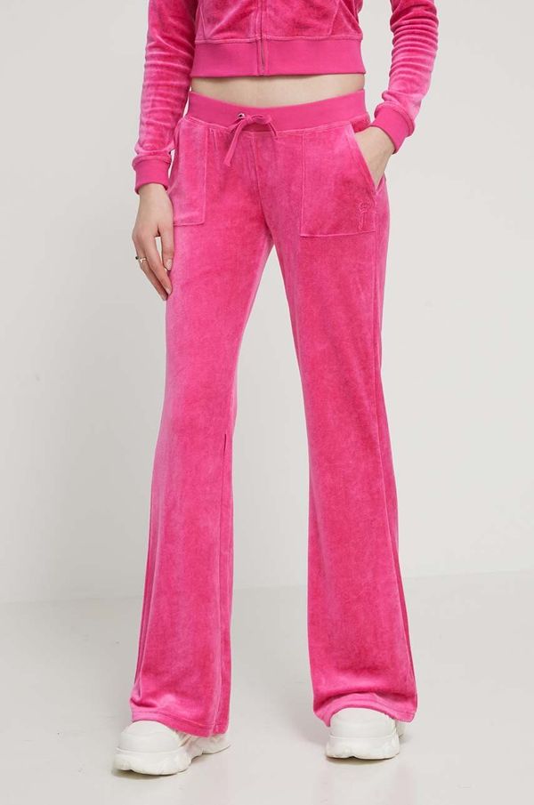 Juicy Couture Donji dio trenirke od velura Juicy Couture boja: ružičasta, s aplikacijom
