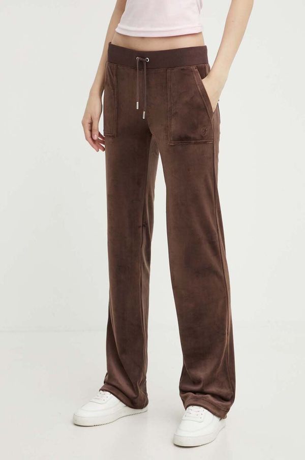 Juicy Couture Donji dio trenirke od velura Juicy Couture boja: smeđa, bez uzorka, JCAP180EU