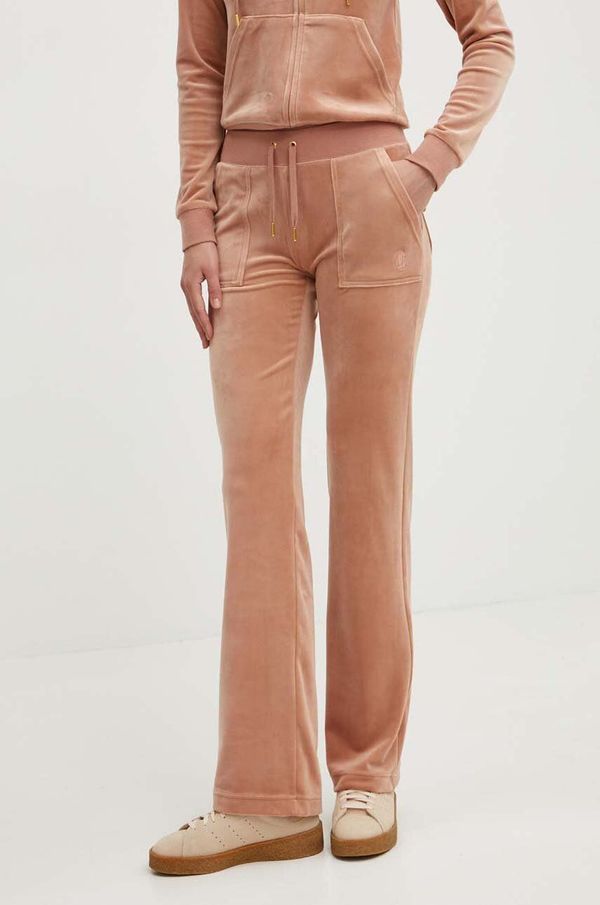 Juicy Couture Donji dio trenirke od velura Juicy Couture DEL RAY GOLD boja: bež, bez uzorka, JCAP180G