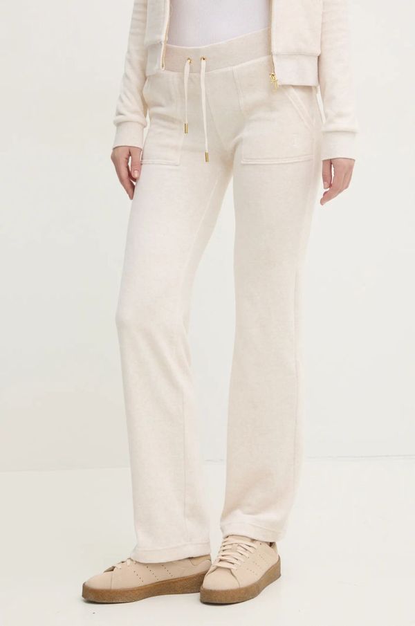 Juicy Couture Donji dio trenirke od velura Juicy Couture DEL RAY GOLD HW boja: bež, melanž, JCAP180G