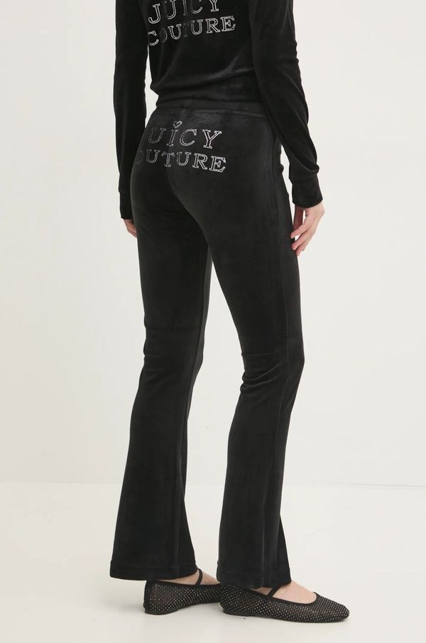 Juicy Couture Donji dio trenirke od velura Juicy Couture LISA REGAL VELOUR STRAIGHT LEG TRACK PANT boja: crna, s aplikacijom, JCBBJ224829