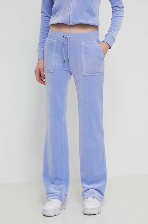Juicy Couture Donji dio trenirke od velura Juicy Couture s aplikacijom