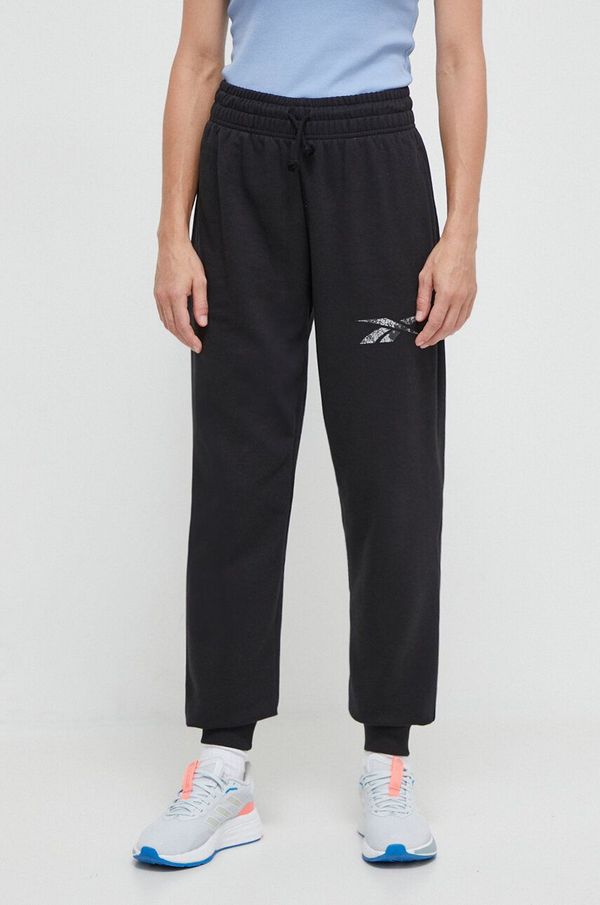 Reebok Donji dio trenirke Reebok MODERN SAFARI boja: crna, s tiskom