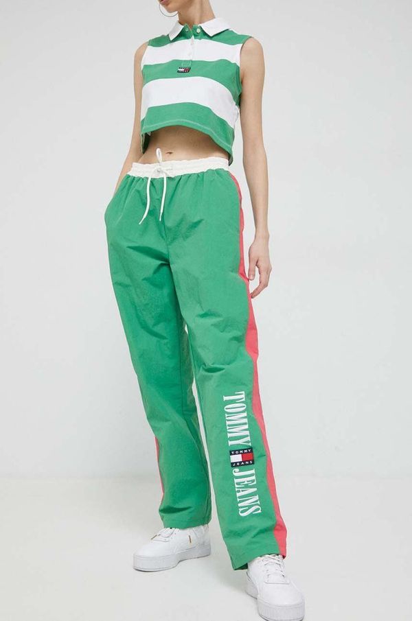 Tommy Jeans Donji dio trenirke Tommy Jeans boja: zelena, s uzorkom