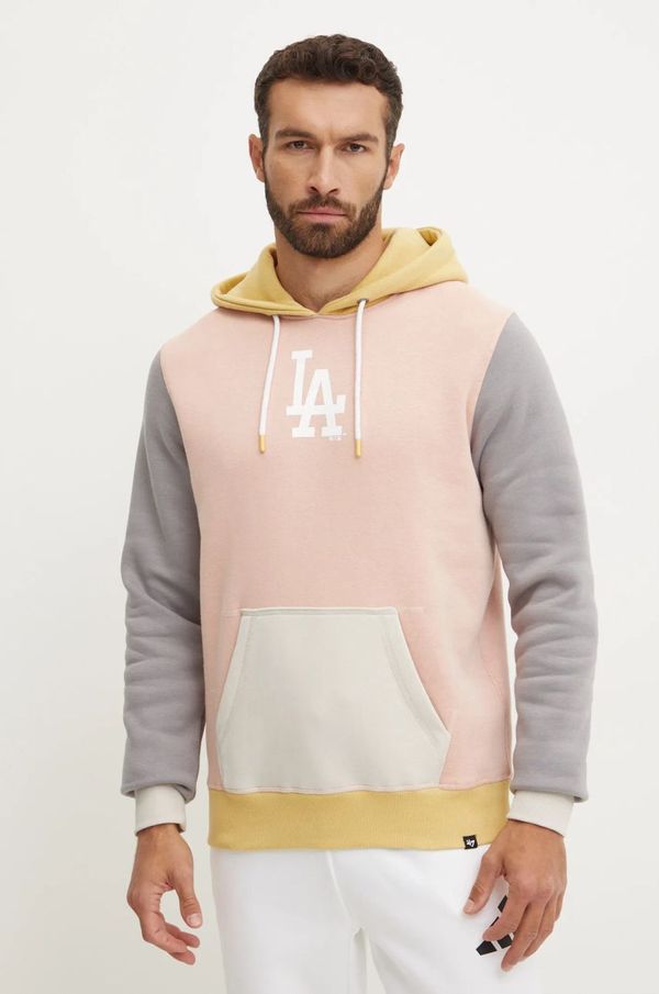 47 brand Dukserica 47 brand MLB Los Angeles Dodgers za muškarce, boja: ružičasta, s kapuljačom, s uzorkom, BB012PMKDZZ635393DV
