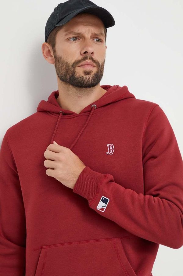 47brand Dukserica 47brand MLB Boston Red Sox za muškarce, boja: crvena, s kapuljačom, bez uzorka
