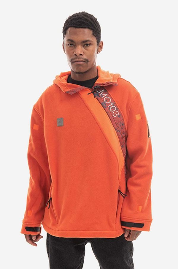 A-COLD-WALL* Dukserica A-COLD-WALL* Axis Fleece za muškarce, boja: narančasta, s kapuljačom, s uzorkom, ACWMO103.-RUST