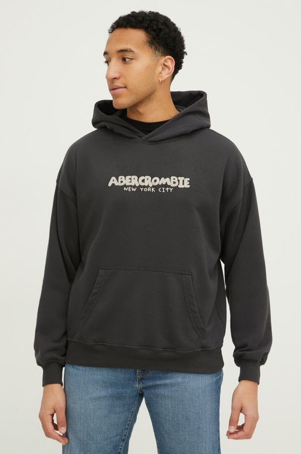 Abercrombie & Fitch Dukserica Abercrombie & Fitch za muškarce, boja: crna, s kapuljačom, s aplikacijom