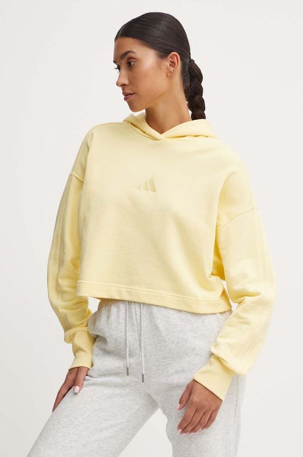 adidas Dukserica adidas All SZN za žene, boja: žuta, s kapuljačom, bez uzorka, IY6853