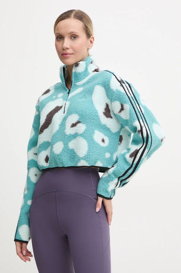 adidas Dukserica adidas Animal za žene, boja: tirkizna, s uzorkom, IY0148