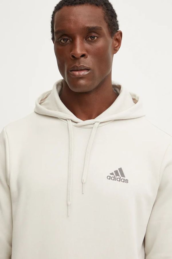 adidas Dukserica adidas Essentials za muškarce, boja: bež, s kapuljačom, bez uzorka, IZ4760
