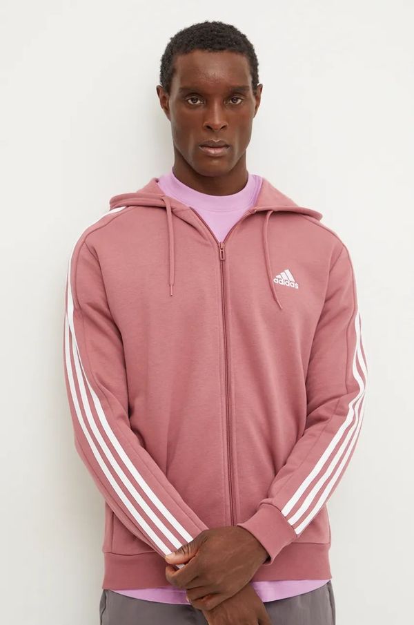 adidas Dukserica adidas Essentials za muškarce, boja: ružičasta, s kapuljačom, s uzorkom, IX0166