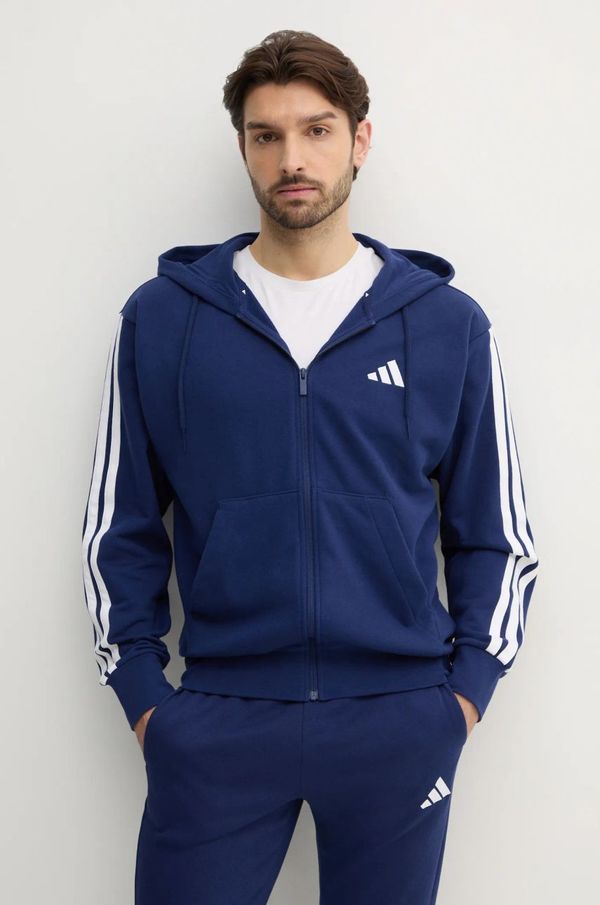 adidas Dukserica adidas Essentials za muškarce, boja: tamno plava, s kapuljačom, s uzorkom, JE6341