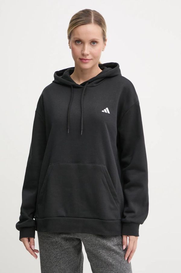 adidas Dukserica adidas Essentials za žene, boja: crna, s kapuljačom, bez uzorka, IW0220
