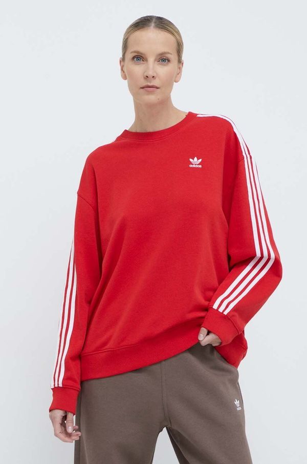 adidas Originals Dukserica adidas Originals 3-Stripes Crew OS za žene, boja: crvena, s aplikacijom, IN8487
