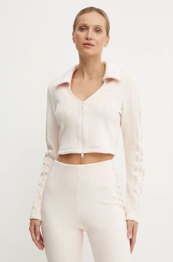 adidas Originals Dukserica adidas Originals Femme Galore Rib Cardigan za žene, boja: ružičasta, bez uzorka, JN3018