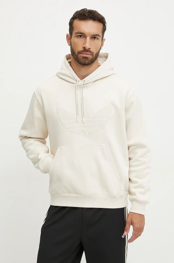 adidas Originals Dukserica adidas Originals Hooded Sweat za muškarce, boja: bež, s kapuljačom, s aplikacijom, JN5969