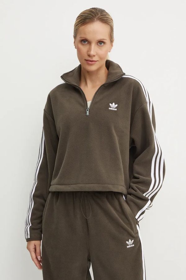 adidas Originals Dukserica adidas Originals Polarf Half Zip za žene, boja: zelena, s aplikacijom, IW3164