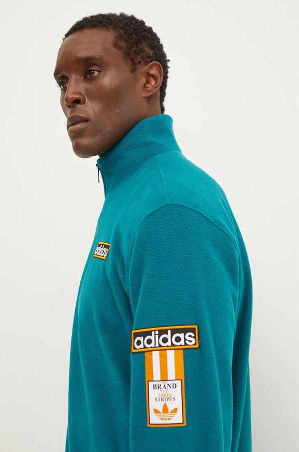 adidas Originals Dukserica adidas Originals Polarfleece Adibreak Tracktop za muškarce, boja: zelena, s aplikacijom, IW5815
