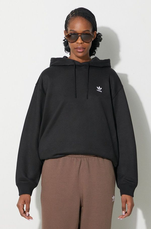 adidas Originals Dukserica adidas Originals Trefoil Hoodie za žene, boja: crna, s kapuljačom, s tiskom, IU2409